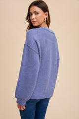Periwinkle Front Button Knit Sweater