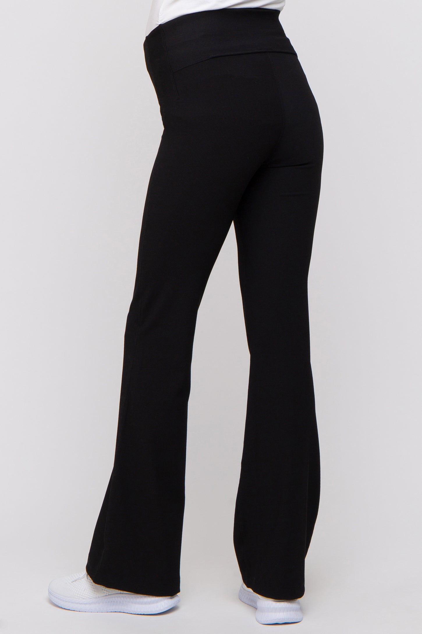 Black Ribbed Maternity Flared Leggings