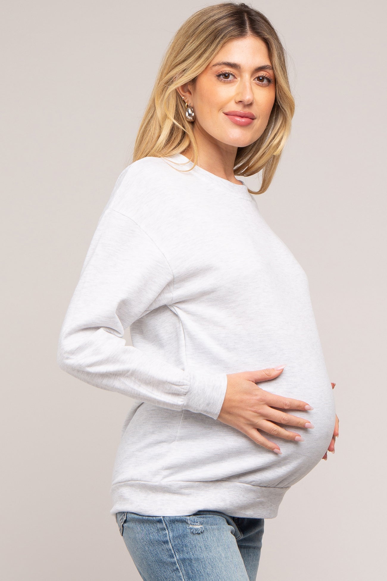 Heather Grey Pullover Maternity Sweatshirt