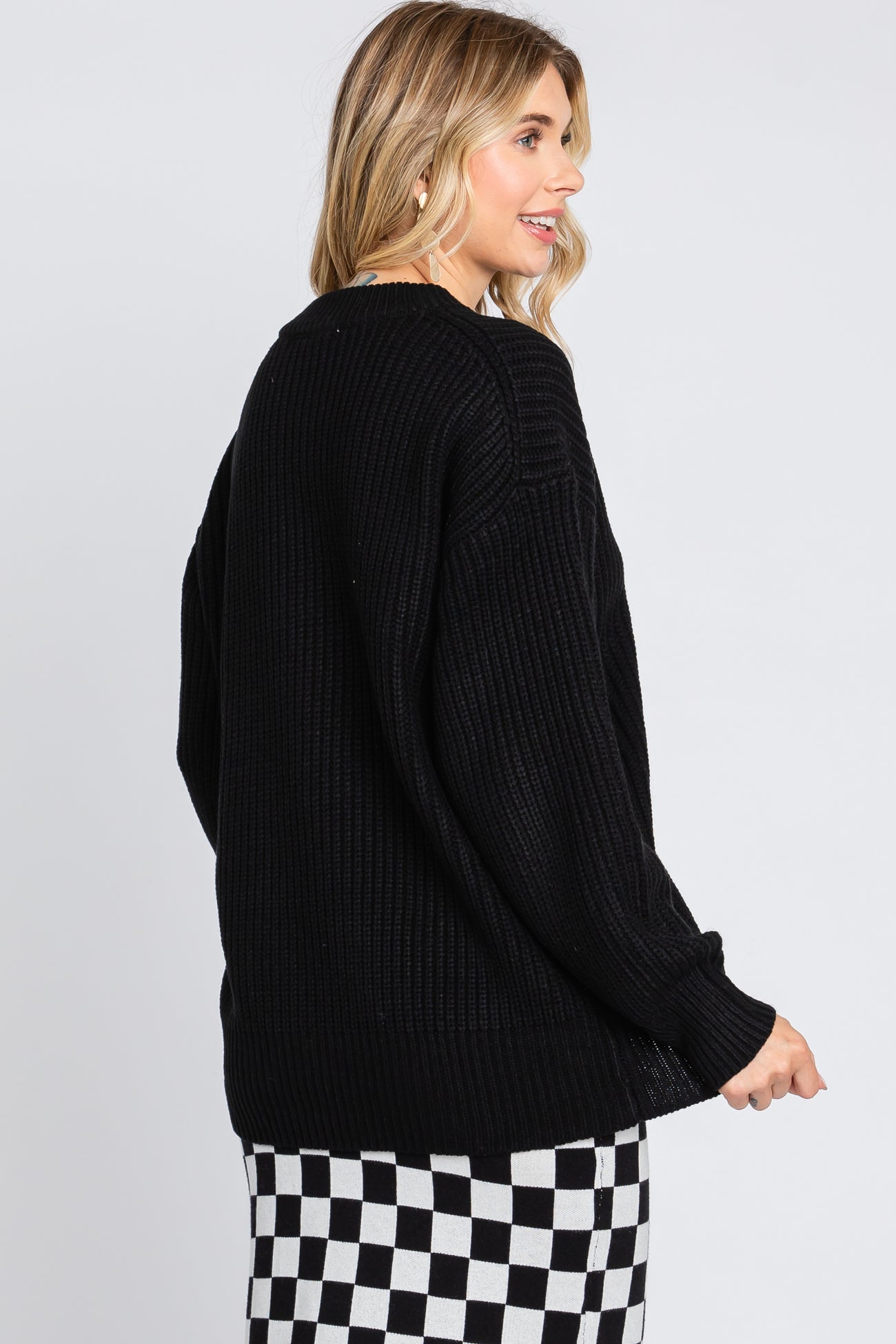 Black Bubble Sleeve Sweater