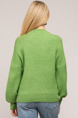 Green Bubble Sleeve Maternity Sweater