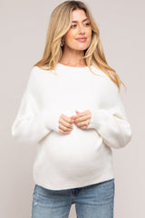 Ivory Bubble Sleeve Maternity Sweater
