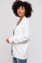 White Basic Ribbed Cardigan Sweater