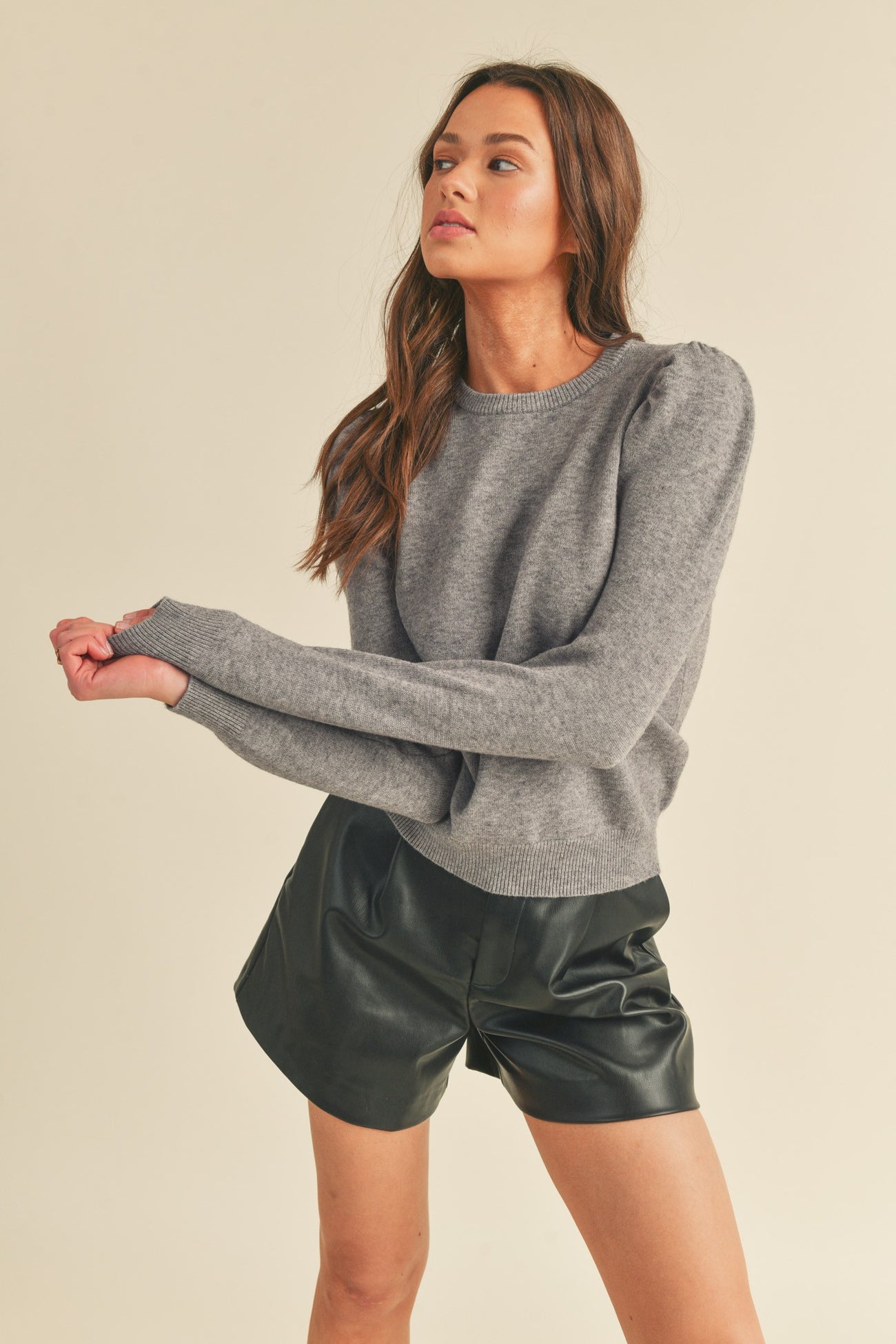 Grey Classic Crew Neckline Pullover