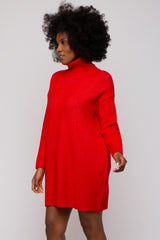 Red Turtleneck Sweater Mini Dress