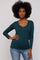 Forest Green V-Neck Long Sleeve Top