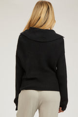 Black Chunky Knit Front Button Maternity Sweater