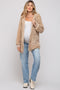 Beige Fuzzy Knit Hooded Maternity Jacket
