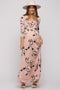 Light Pink Floral Wrap Maternity Maxi Dress