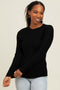 Black Ribbed Long Sleeve Top