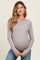 Mocha Ribbed Long Sleeve Maternity Top