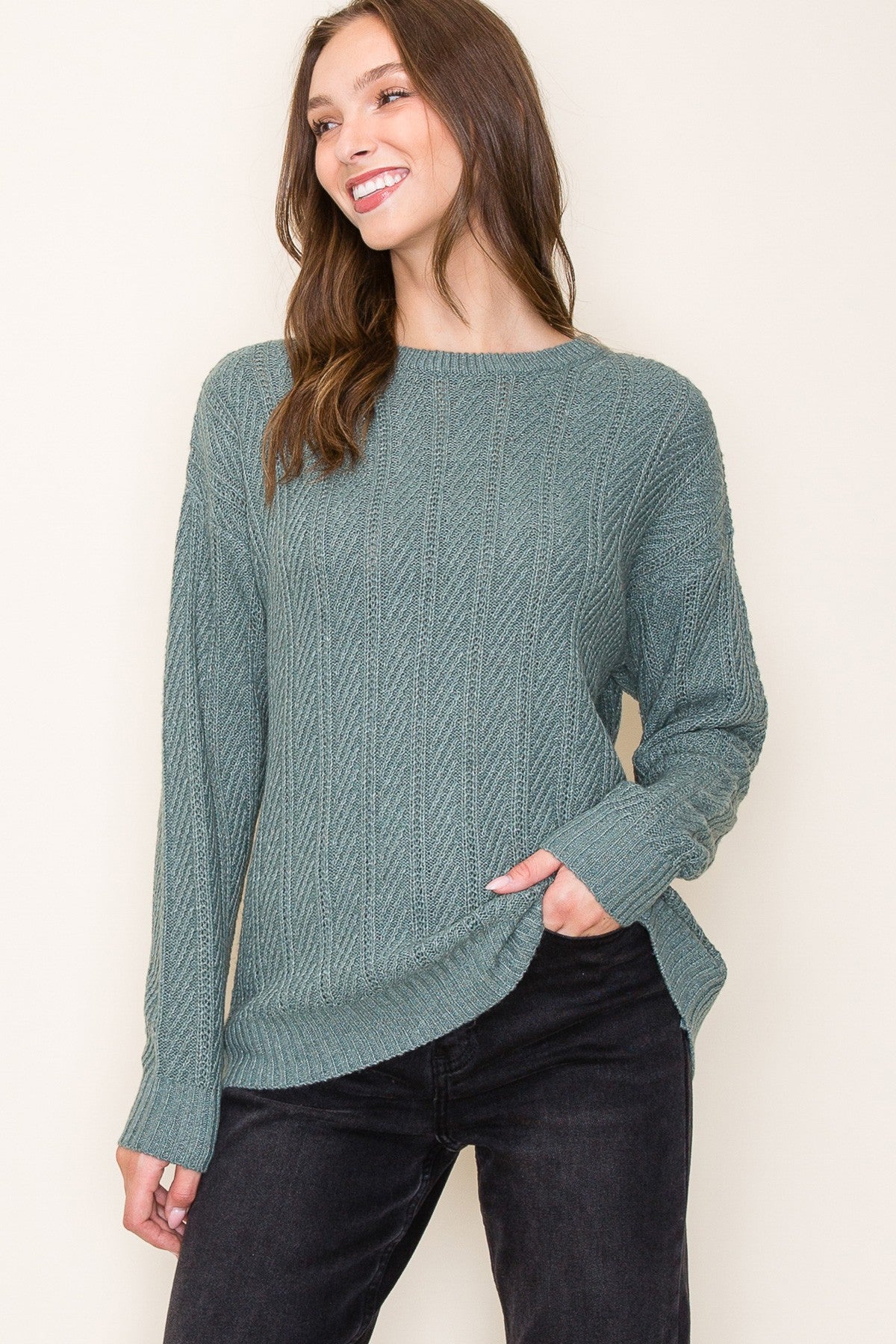 Olive Pattern Knit Maternity Sweater