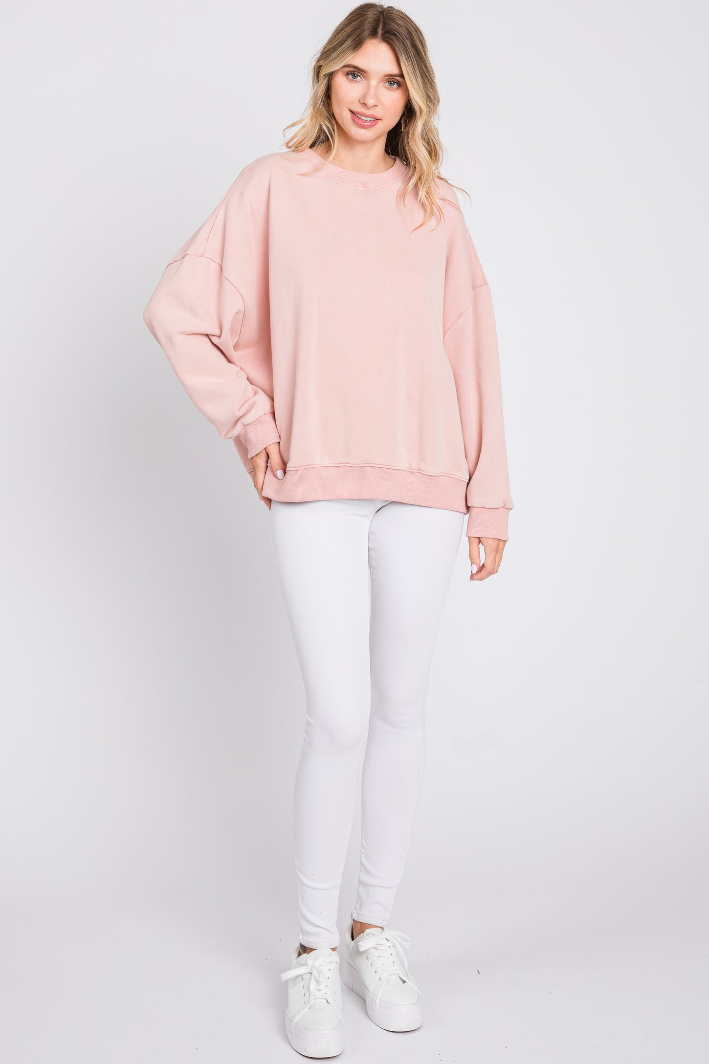 Pink Dropped Shoulder Sweatshirt