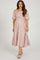 Mauve Printed Puff Short Sleeve Maternity Midi Dress
