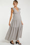 Taupe Printed Tiered Cutout Back Maternity Maxi Dress