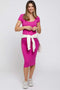 Fuchsia Rib Knit Short Sleeve Maternity Midi Dress