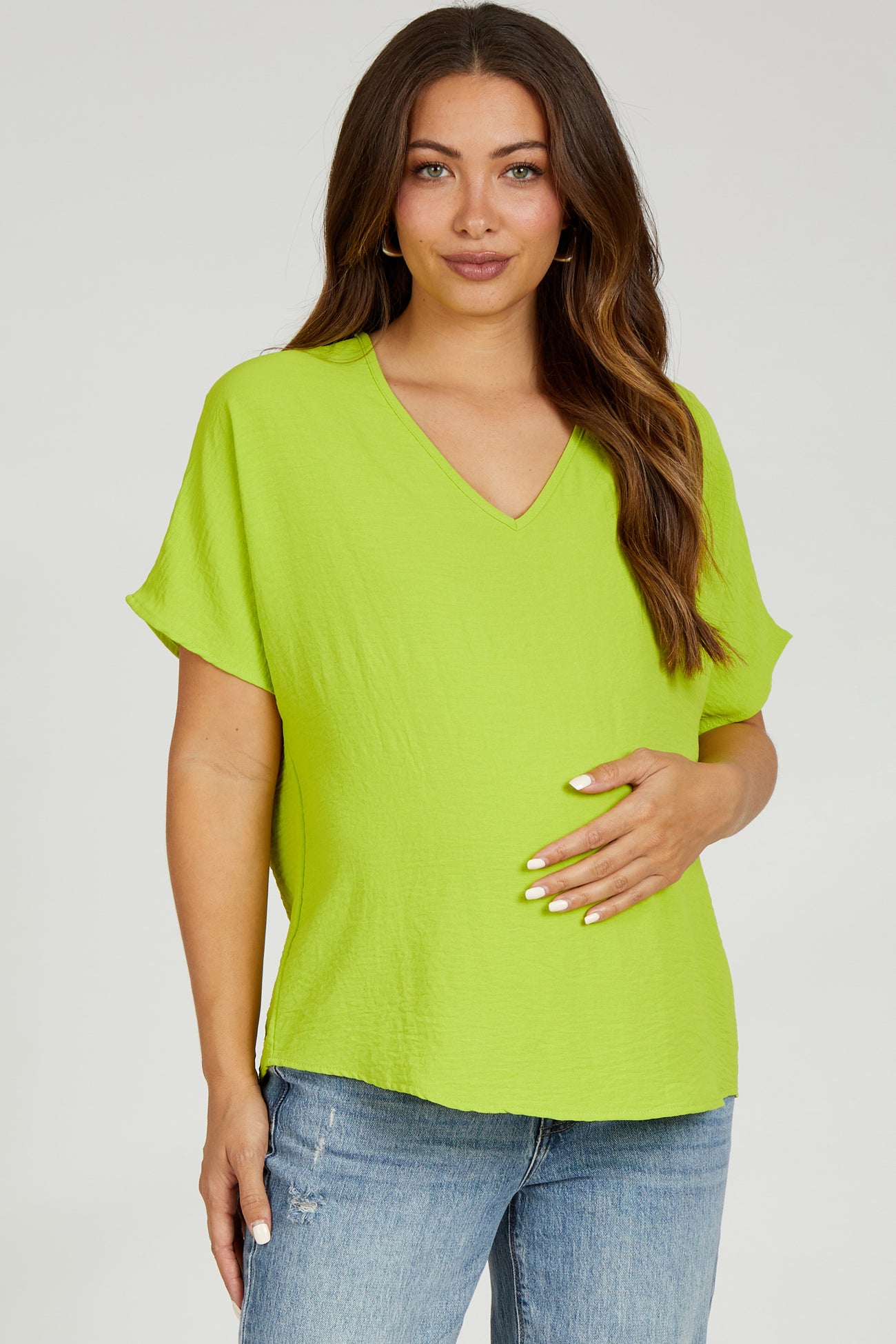 Lime Short Sleeve Maternity Blouse