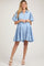 Light Blue Puff Sleeve Maternity Mini Shirt Dress