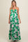 Green Floral Halter Neck Maternity Maxi Dress