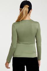 Light Olive Knit Long Sleeve Round Hem Maternity Top