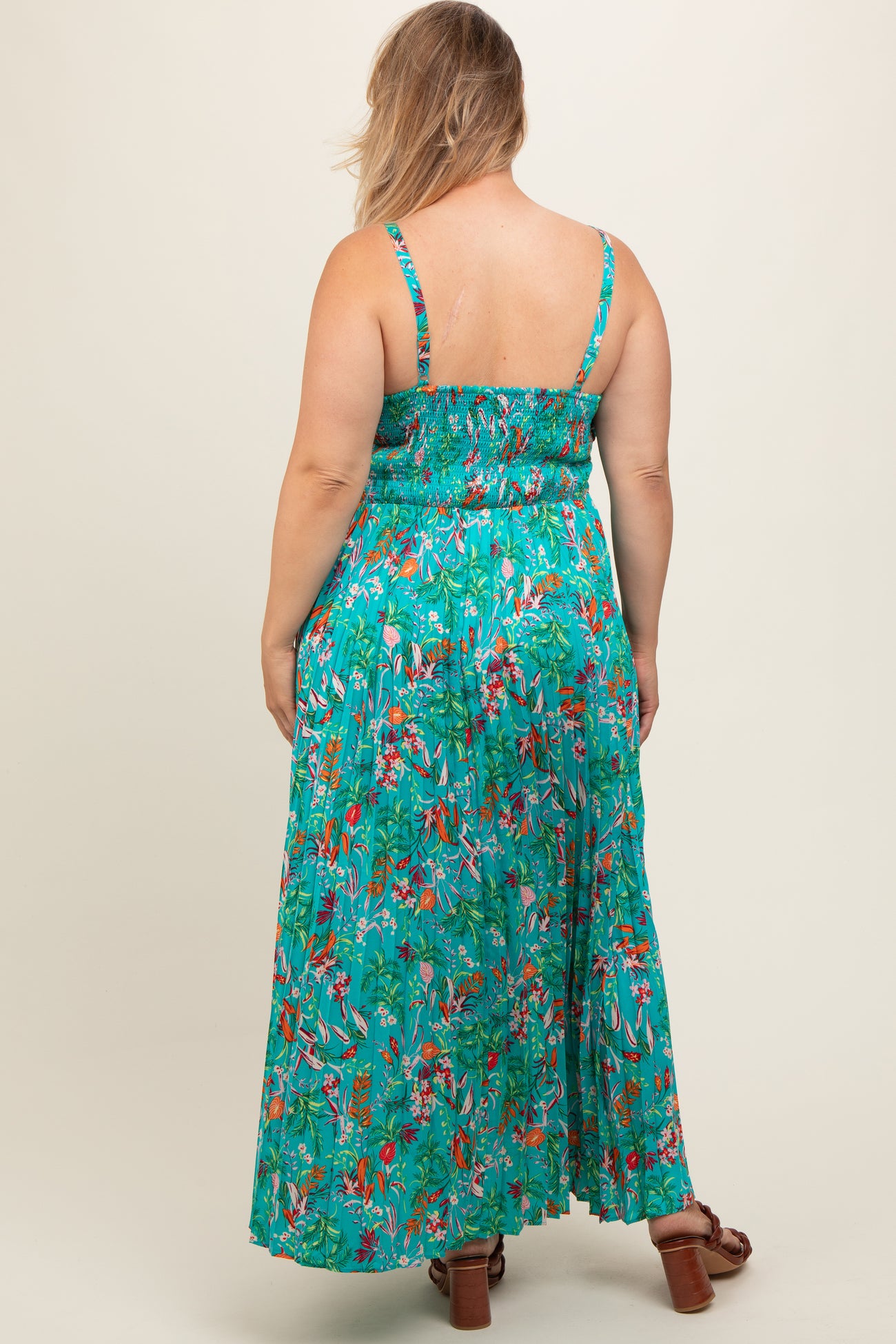 Jade Floral Pleated Maternity Plus Midi Dress