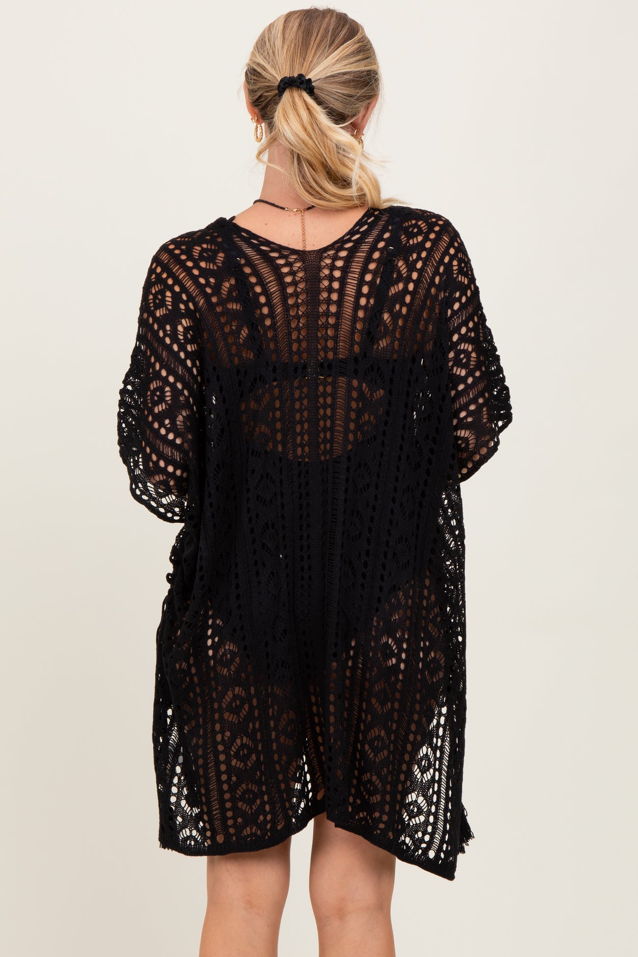 Black Crochet Knit Swim Cover Up