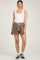 Taupe Fringe Hem Maternity Drawstring Shorts