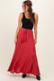 Red Tassel String Maxi Skirt