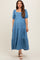 Blue Textured Maternity Tiered Midi Dress