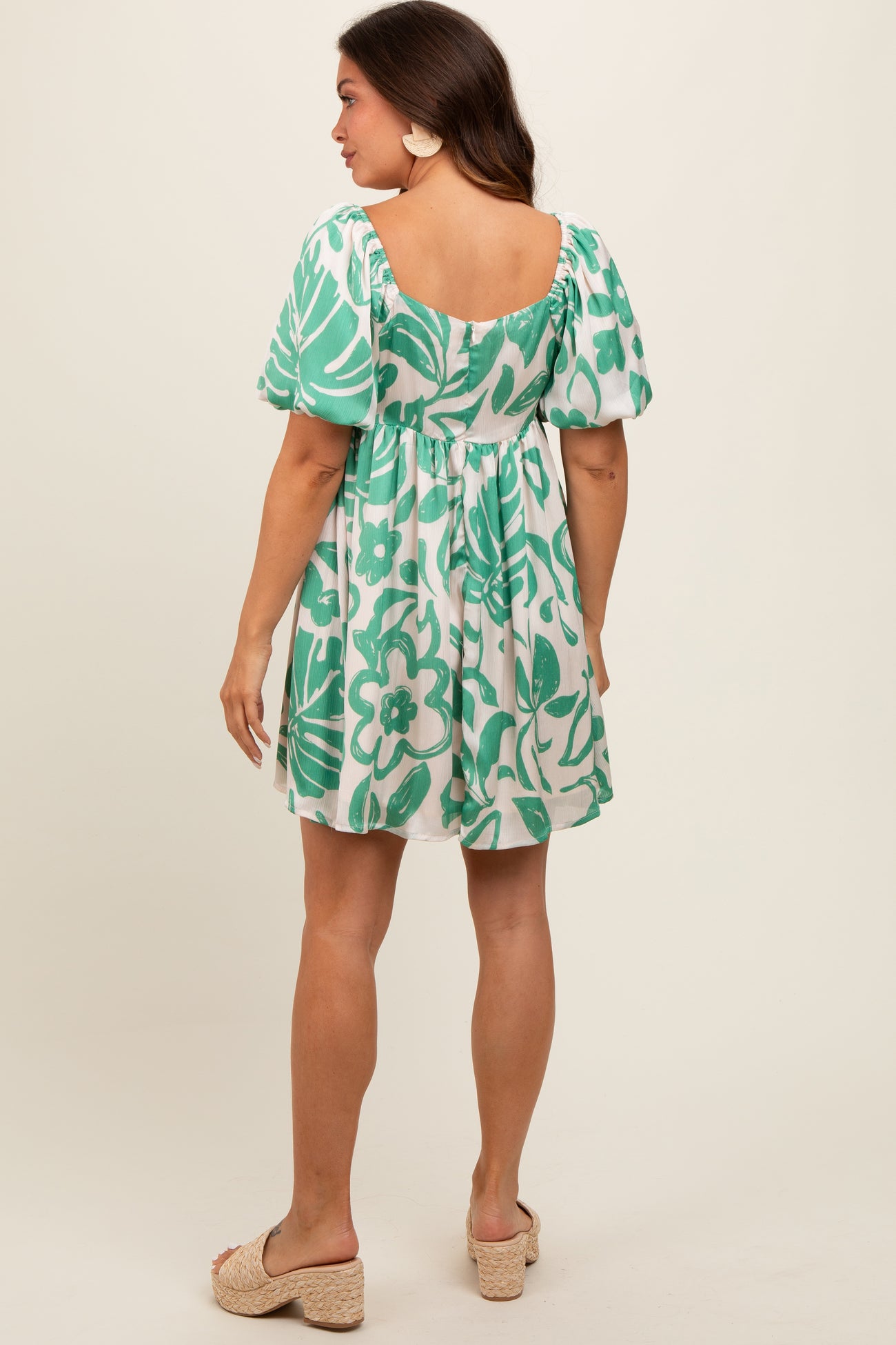 Jade Floral Puff Sleeve Maternity Dress