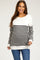 White Striped Elbow Patch Knit Maternity Sweater