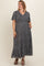 Black Dotted Smocked V-Neck Short Sleeve Maternity Plus Maxi Dress
