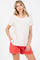 Ivory Raw Hem Short Sleeve Top