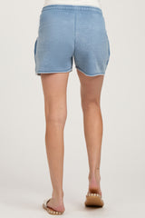 Blue Vintage Wash Maternity Drawstring Shorts