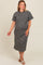Black Striped Short Sleeve Maternity Plus T-Shirt Midi Dress