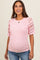 Light Pink Open Knit Short Puff Sleeve Maternity Sweater Top