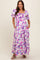 Magenta Floral Puff Sleeve Maternity Maxi Dress