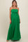 Green Pleated Front Tie Side Slit Maternity Maxi Dress