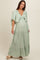 Light Olive Flounce Sleeve Tiered Maternity Dress