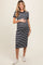 Navy Striped Knit Maternity Midi Dress