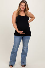 Blue Vintage Wash Flare Leg Maternity Plus Jeans