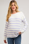 Periwinkle Striped Cuff Maternity Sweater