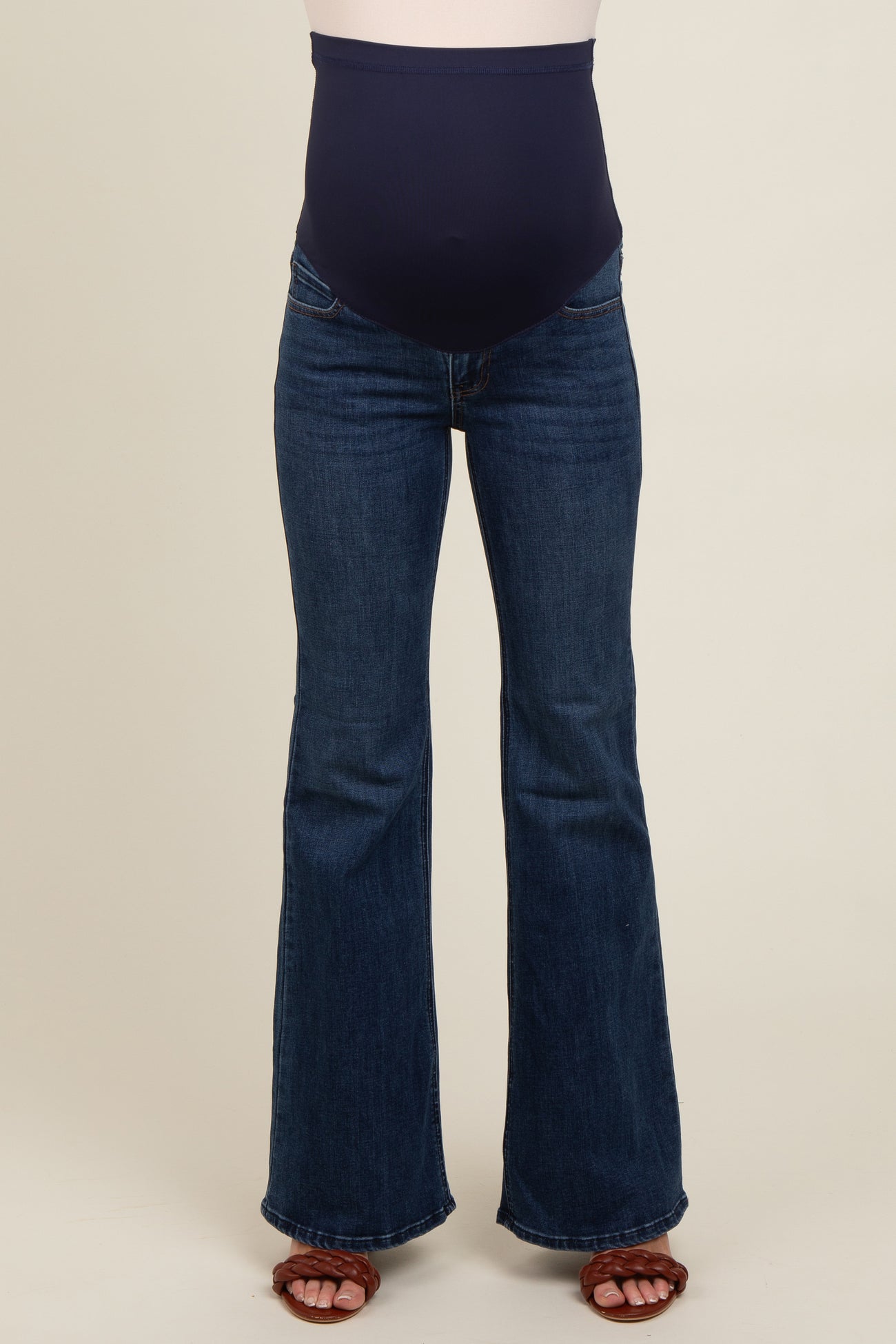 Navy Blue Flare Leg Maternity Jeans