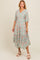 Mint Green Floral Border Print V-Neck Tiered Midi Dress