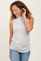 Cream Ribbed Mock Neck Sleeveless Top