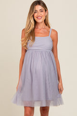 Grey Tulle Skirt Maternity Dress