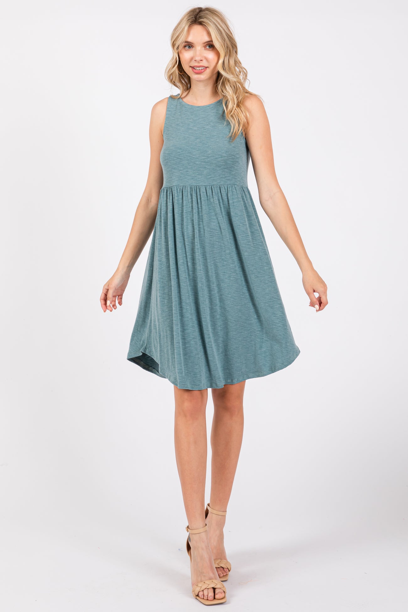 Teal Babydoll Sleeveless Dress