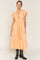Peach Cotton Embroidered Midi Dress