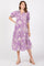 Lavender Floral Collared Tiered Midi Dress