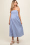 Blue Bartlett Striped Smocked Maternity Midi Dress